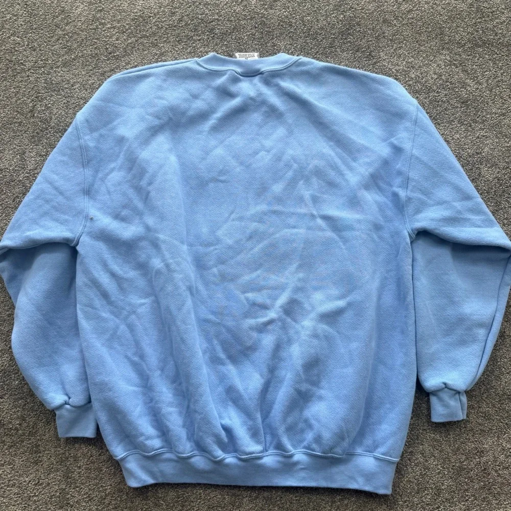 VTG Lee Heavyweight Sweatshirt Mens XL Light Blue Crew Neck Pullover Blank
